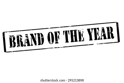Rubber stamp with text brand of the year inside, vector illustration
