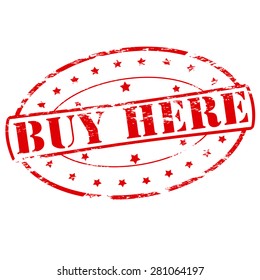 Rubber stamp with text buy here inside, vector illustration