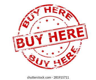 Rubber stamp with text buy here inside, vector illustration