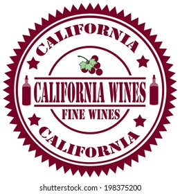 Rubber stamp with text California Wines,vector illustration