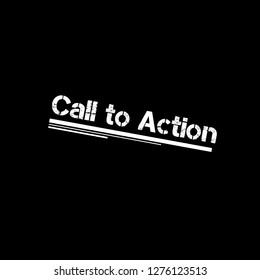 Rubber stamp with text call to action inside