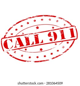 Rubber stamp with text call nine one inside, vector illustration