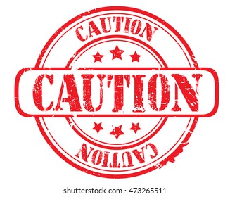 rubber stamp with text "caution" on white, vector illustration