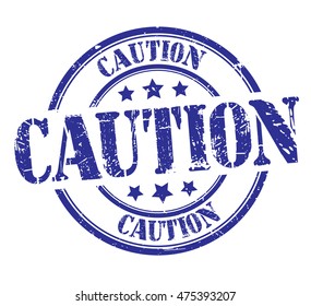 rubber stamp with text "caution" on white, vector illustration