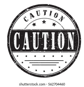 rubber stamp with text "caution" on white, vector illustration