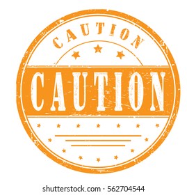 rubber stamp with text "caution" on white, vector illustration