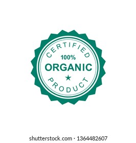 Rubber stamp with text Certified 100% Organic Product. Vector icon, sign, emblem.