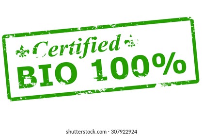 Rubber stamp with text certified bio inside, vector illustration