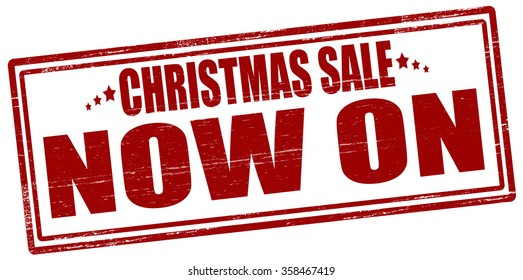Rubber stamp with text Christmas sale now on inside, vector illustration