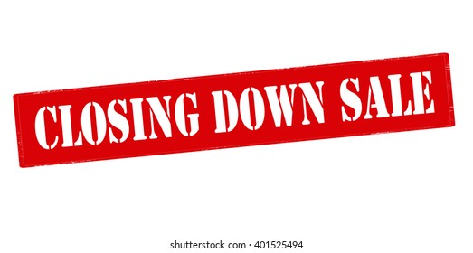 Rubber stamp with text closing down sale inside, vector illustration`