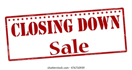 Rubber stamp with text closing down sale inside, vector illustration