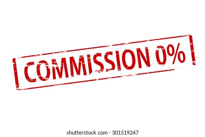 Rubber stamp with text commission zero percent inside, vector illustration