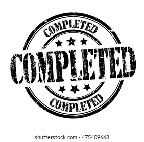 rubber stamp with text "completed" on white, vector illustration