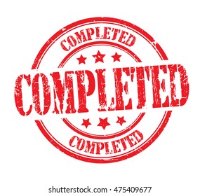 rubber stamp with text "completed" on white, vector illustration