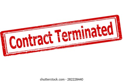 Rubber stamp with text contract terminated inside, vector illustration
