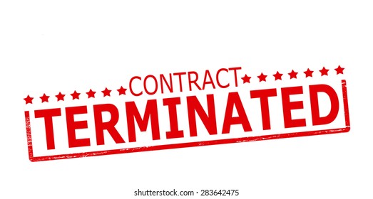 Rubber stamp with text contract terminated inside, vector illustration