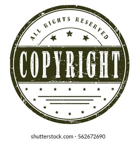 rubber stamp with text "copyright, all rights reserved" on white, vector illustration