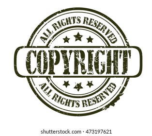 rubber stamp with text "copyright" on white, vector illustration