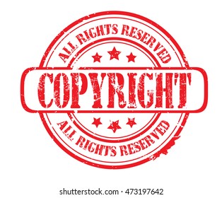 rubber stamp with text "copyright" on white, vector illustration
