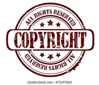 rubber stamp with text "copyright" on white, vector illustration