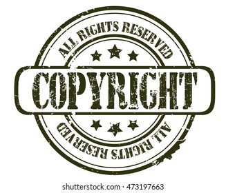 rubber stamp with text "copyright" on white, vector illustration
