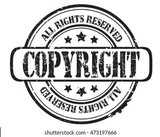 rubber stamp with text "copyright" on white, vector illustration