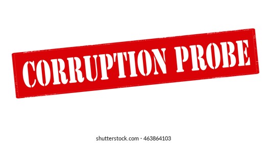 Rubber stamp with text corruption probe inside, vector illustration