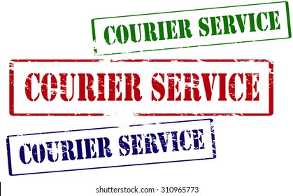 Rubber stamp with text courier service inside, vector illustration