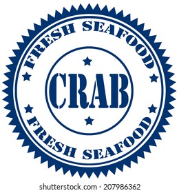 Rubber stamp with text Crab-Fresh Seafood,vector illustration