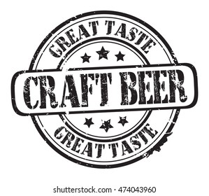 rubber stamp with text "craft beer, great taste" on white, vector illustration