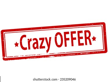 Rubber stamp with text crazy offer inside, vector illustration