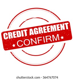 Rubber stamp with text credit agreement confirm inside, vector illustration