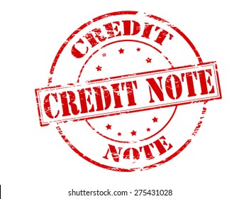 Rubber stamp with text credit note inside, vector illustration