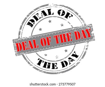 Rubber stamp with text deal of the day inside, vector illustration