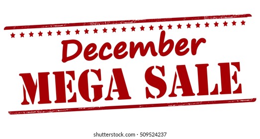 Rubber stamp with text December mega sale inside, vector illustration