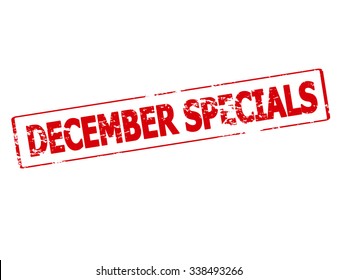 Rubber stamp with text December specials inside, vector illustration