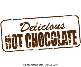 Rubber stamp with text delicious hot chocolate inside, vector illustration