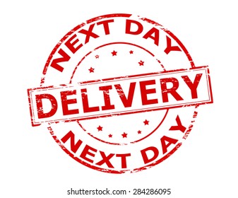 Rubber stamp with text delivery next day inside, vector illustration