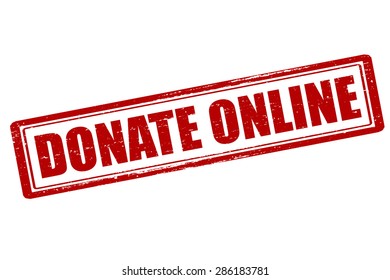 Rubber stamp with text donate on line inside, vector illustration