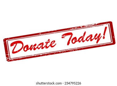 Rubber stamp with text donate today inside, vector illustration