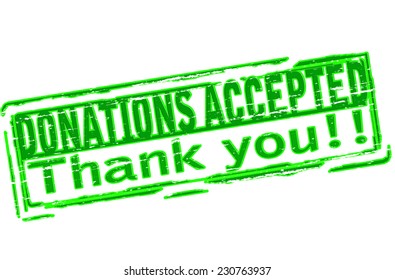 Rubber stamp with text donations accepted inside, vector illustration