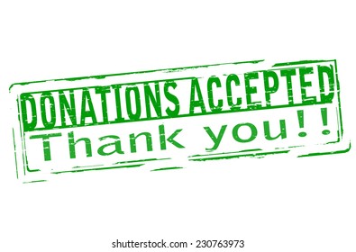Rubber stamp with text donations accepted inside, vector illustration