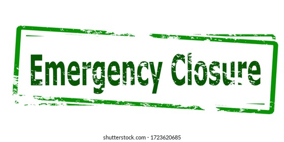 Sello de goma con cierre de emergencia de texto en el interior, ilustración vectorial