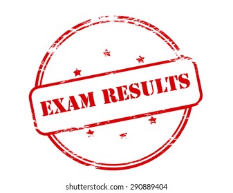 Rubber stamp with text exam results inside, vector illustration