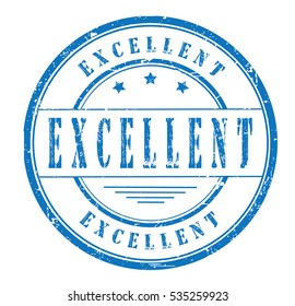 Rubber stamp with text, EXCELLENT, on white, vector illustration