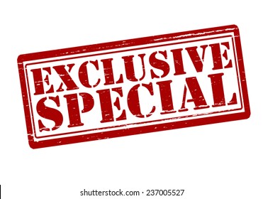 Rubber stamp with text exclusive special inside, vector illustration