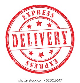 rubber stamp with text "express delivery" on white, vector illustration