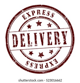 rubber stamp with text "express delivery" on white, vector illustration