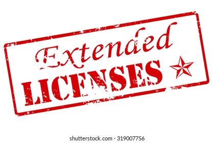 Rubber stamp with text extended licenses inside, vector illustration