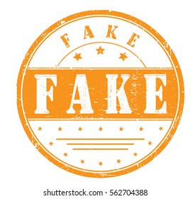 rubber stamp with text "fake" on white, vector illustration